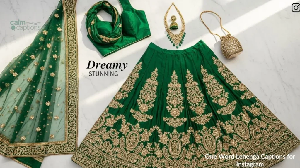 One Word Lehenga Captions for Instagram