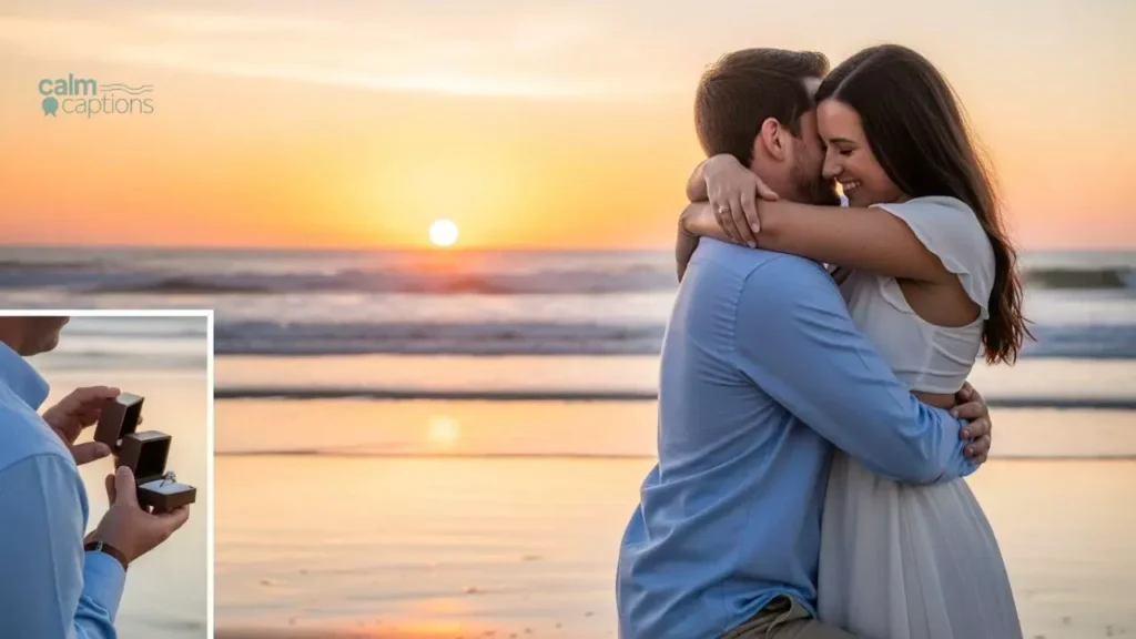 Romantic engagement captions