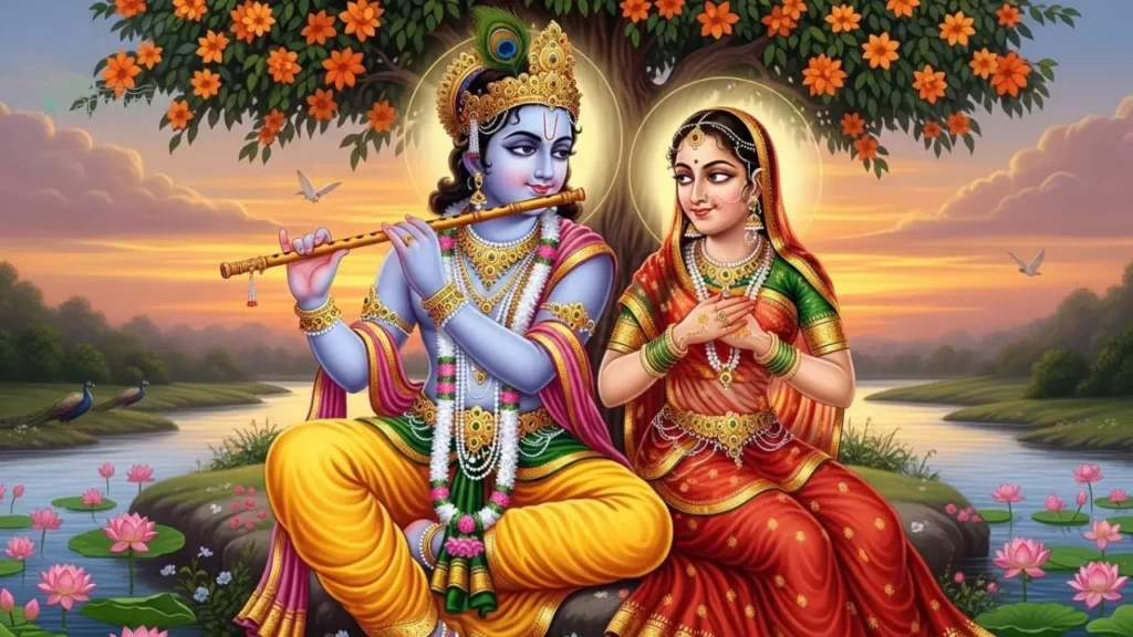 Traditional Radha Krishna Caption with Deep Meaning